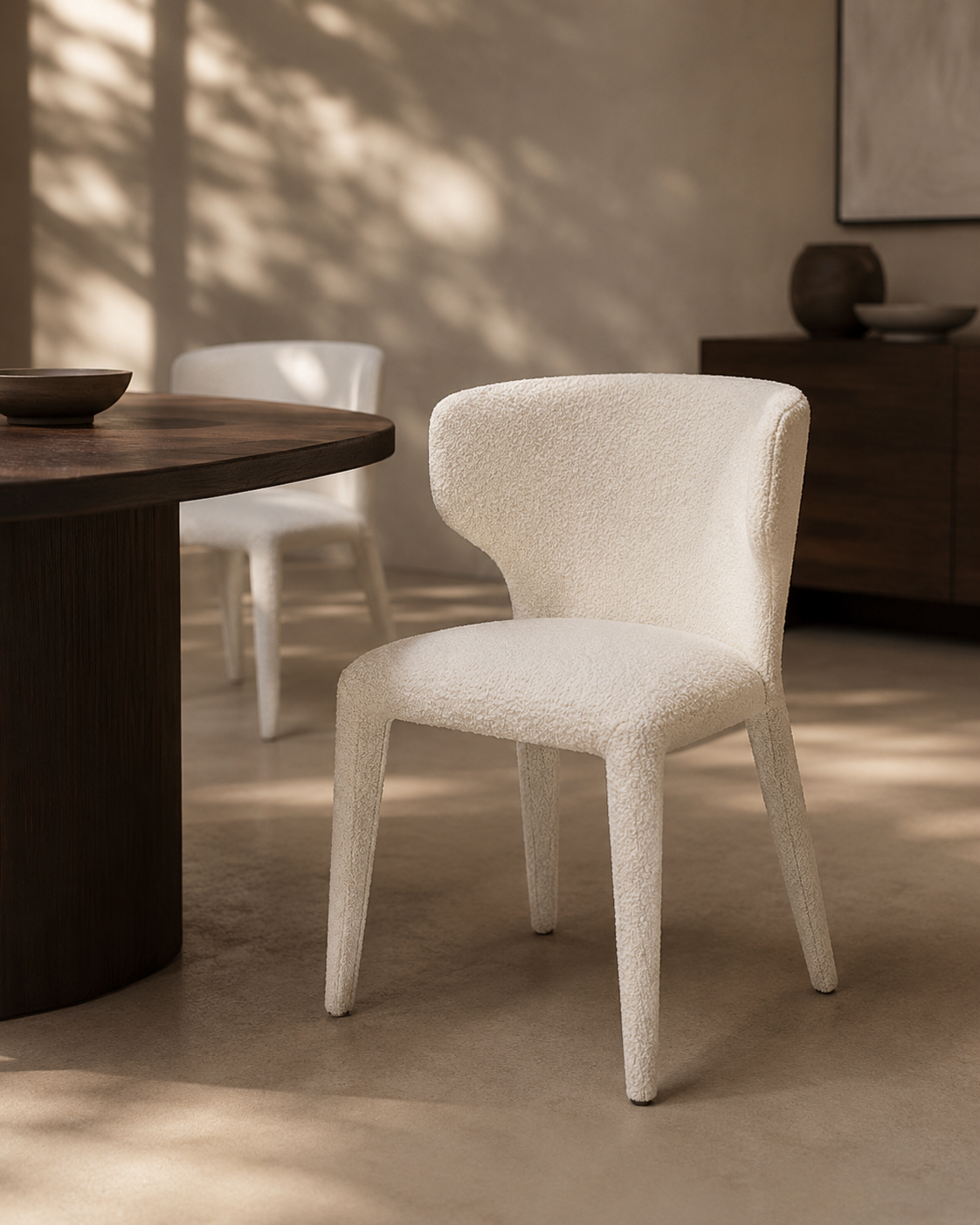 Vela Dining Chair - Chex Polar Bouclé