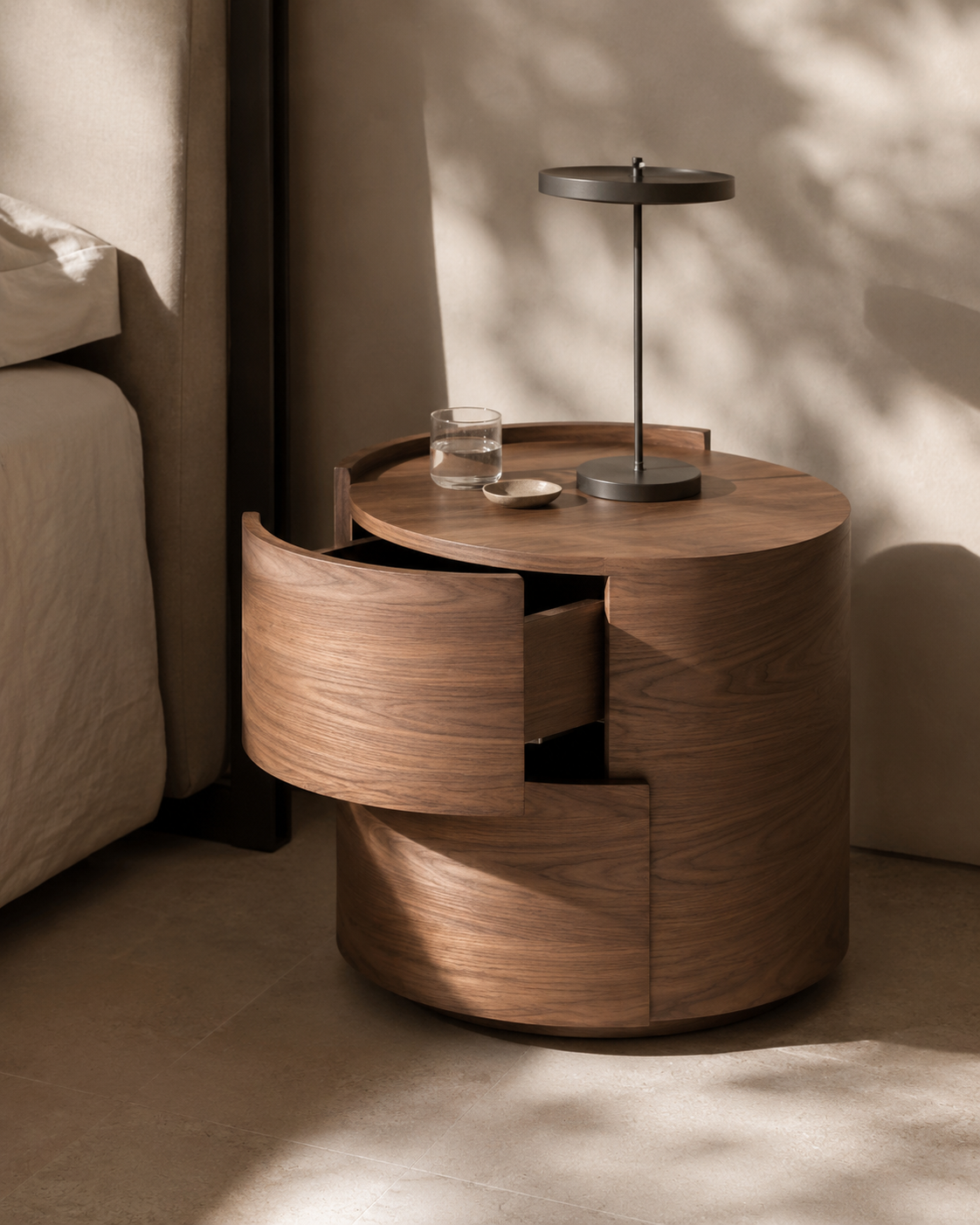 Dexter Bedside Table - Walnut - Pair