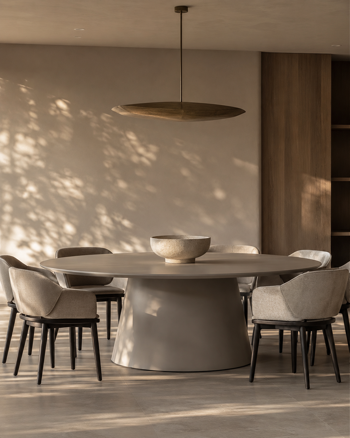 Tavamo Dining Table - Oval - Matte Beige ] OUTLET