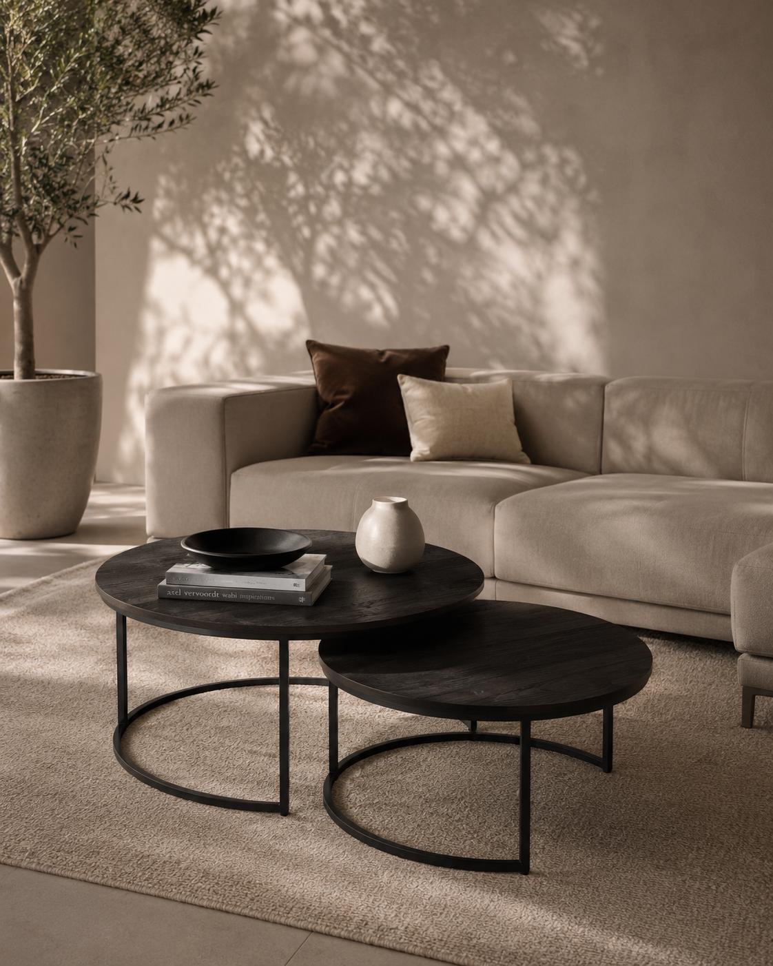 Wheel Coffee Table - Small - Black Oak
