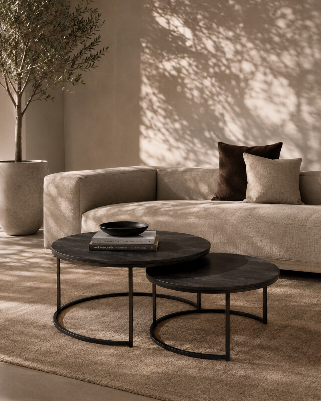 Wheel Coffee Table - Large - Black Oak
