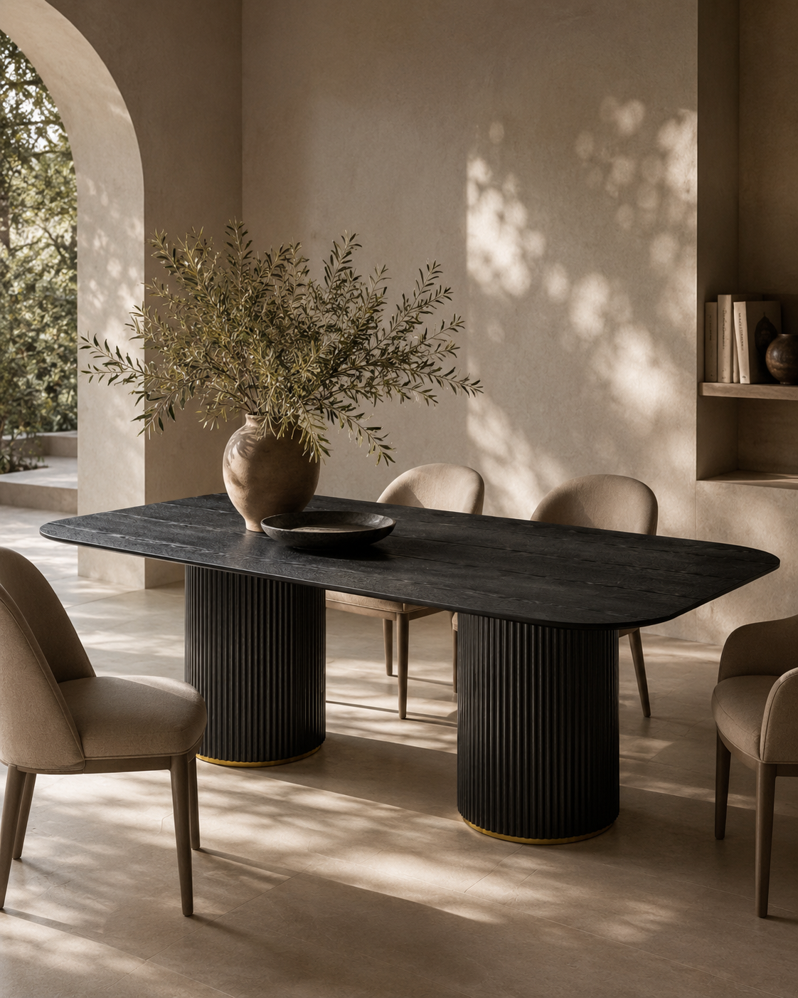 Lantine 240 Dining Table - Black Oak & Brass