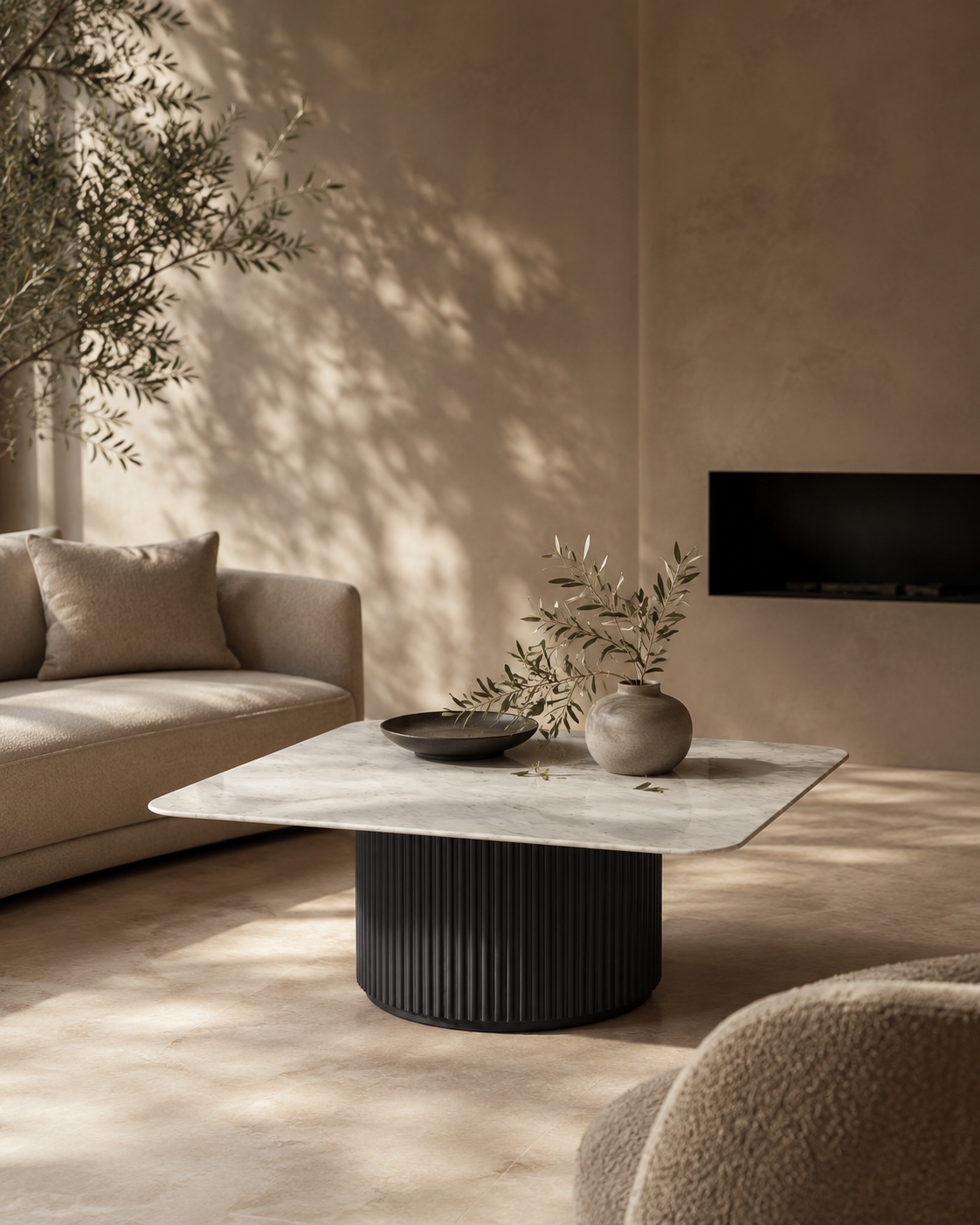 Lantine Marble Coffee Table - Matt Black