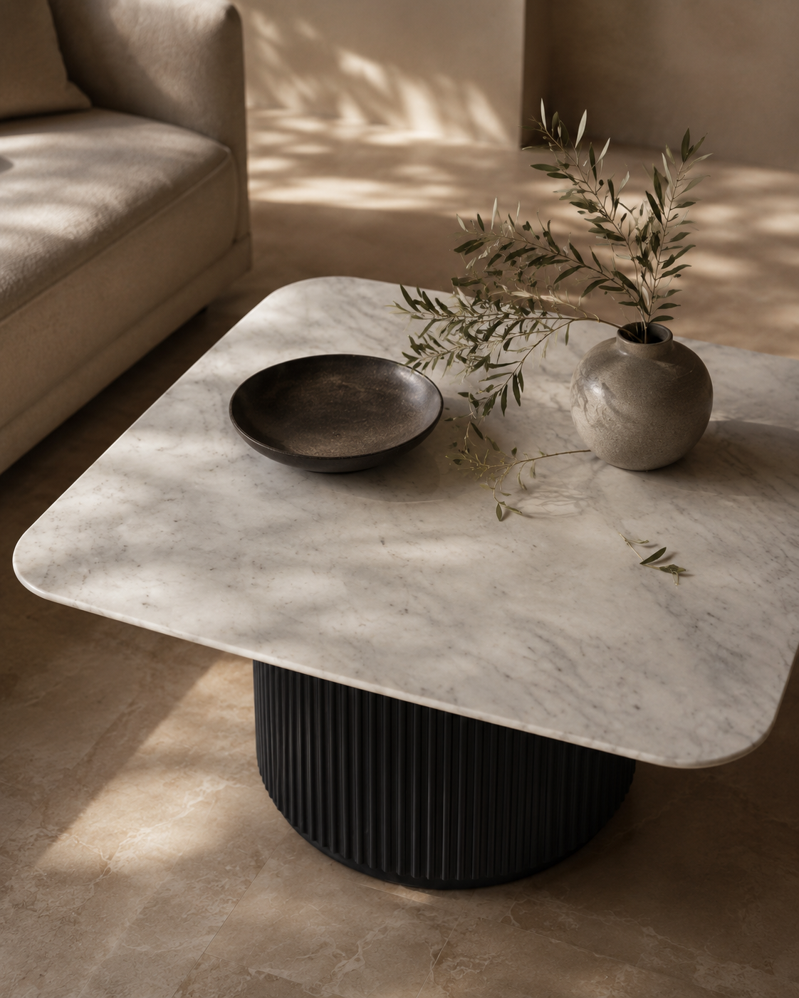 Lantine Marble Coffee Table - Matt Black