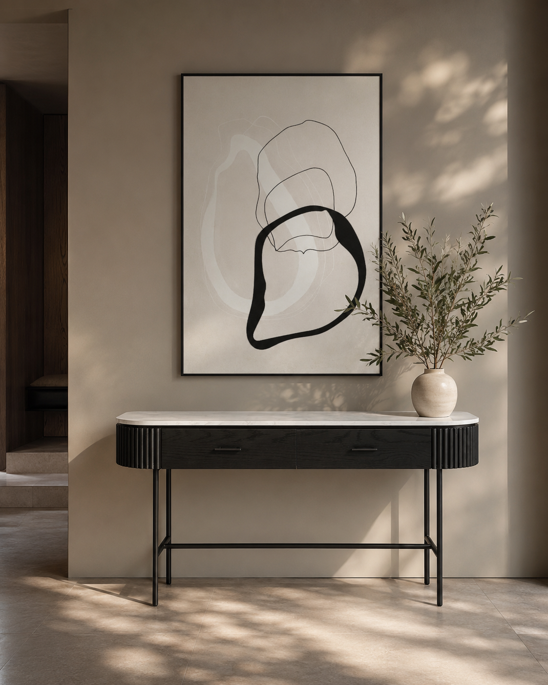 Lantine Marble Console Table - Matt Black