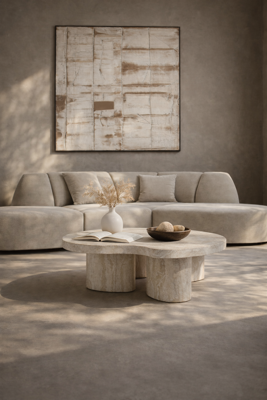 Lilac Coffee Table - Faux Travertine.