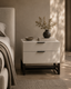 Webb Bedside Table - Matte Beige