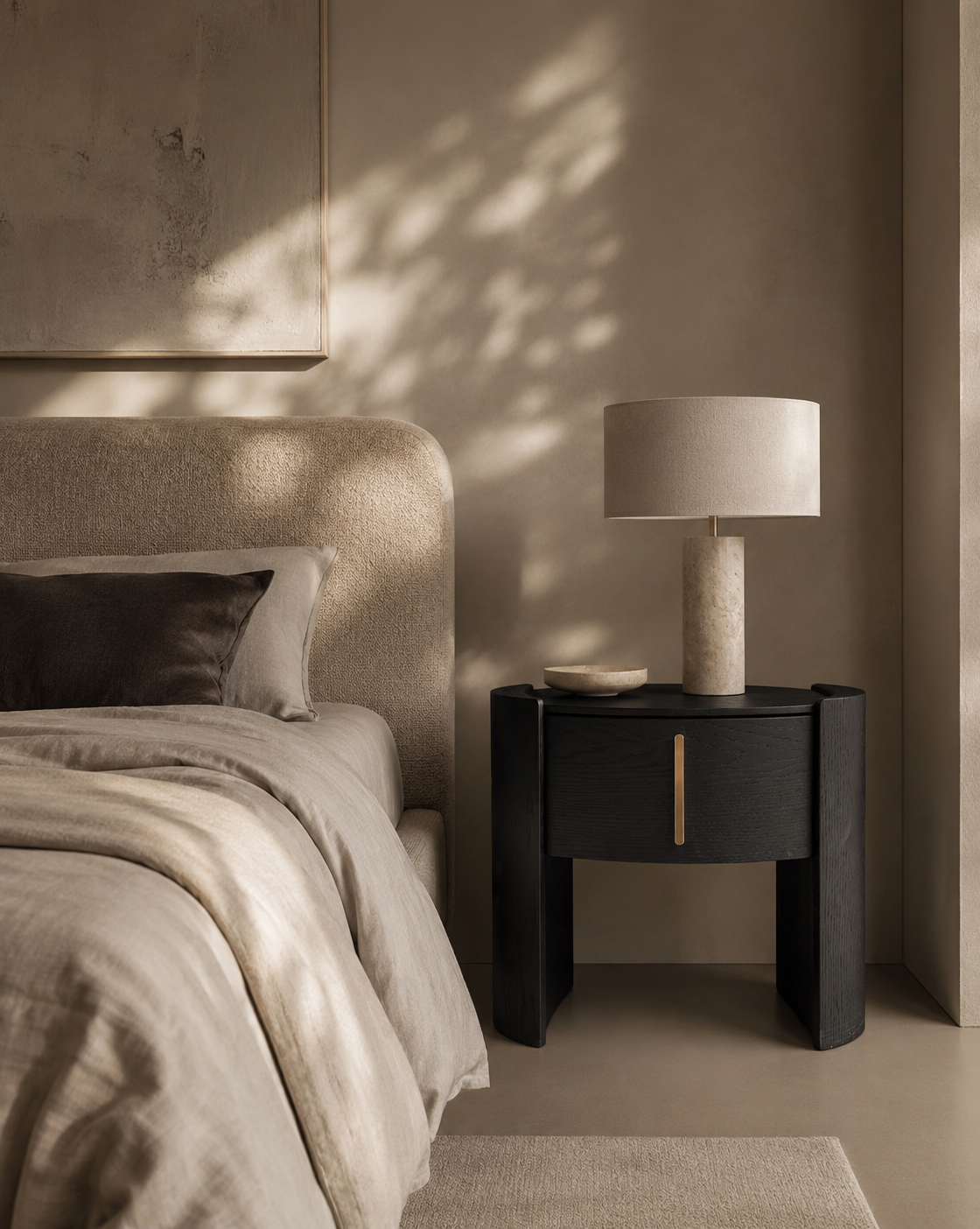 Tulume Bedside - Matt Black Oak