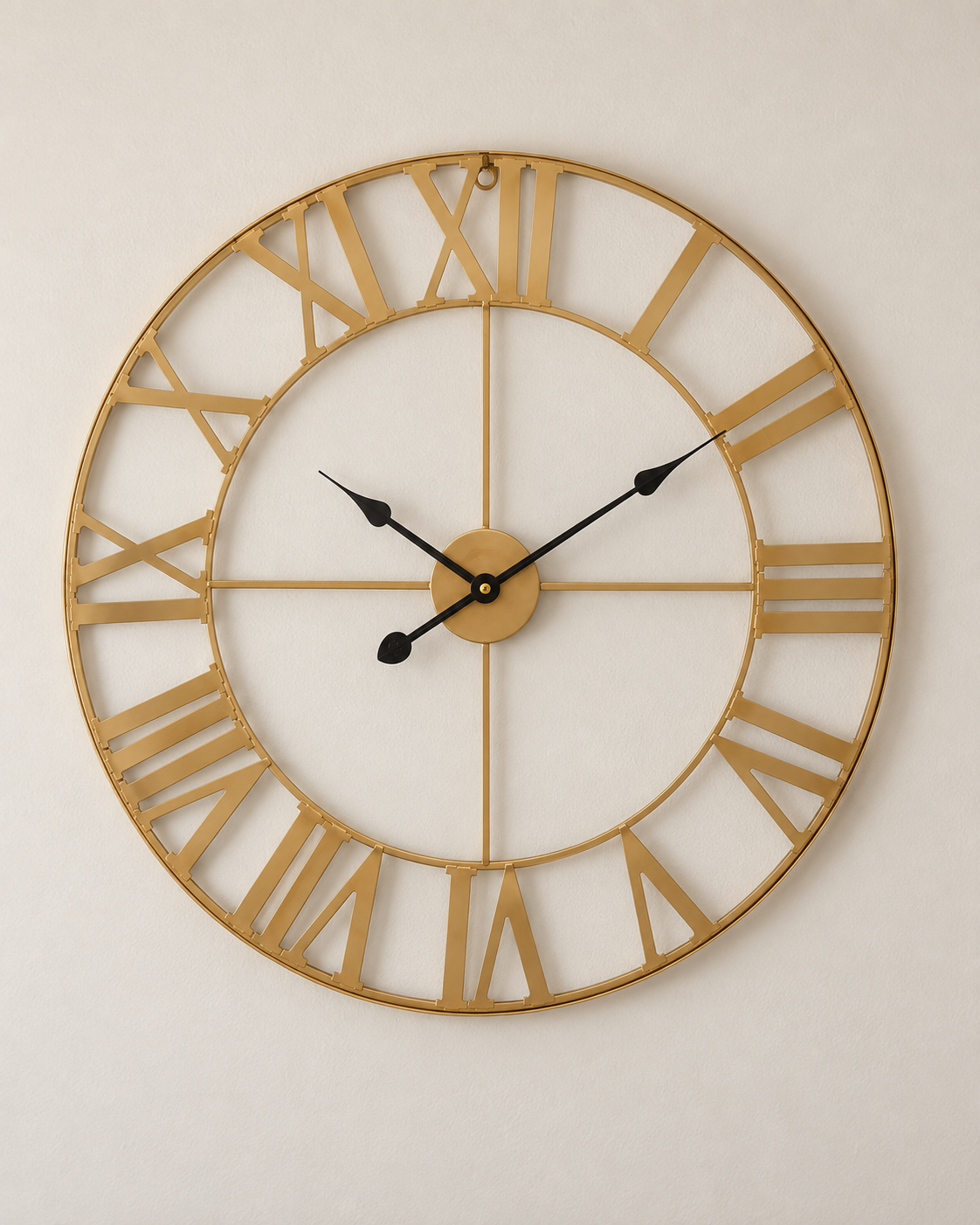 Genova Large Gold Metal Wall Clock  } OUTLET.