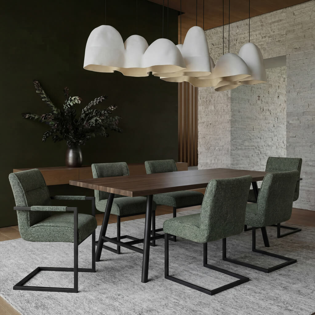 Cleaver Desert Sage and Black Dining Chair with Arms