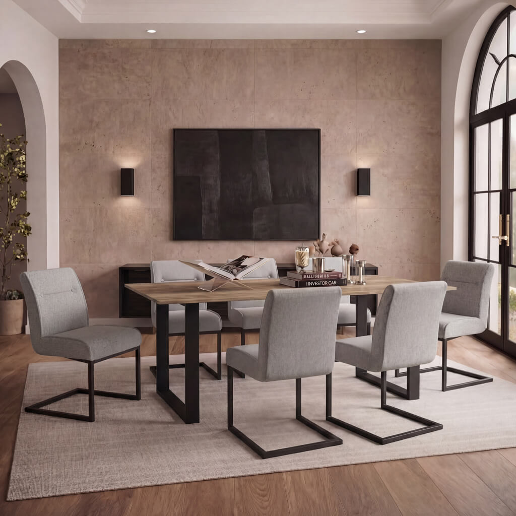 Cleaver Smoked Pearl and Black Dining Chairs