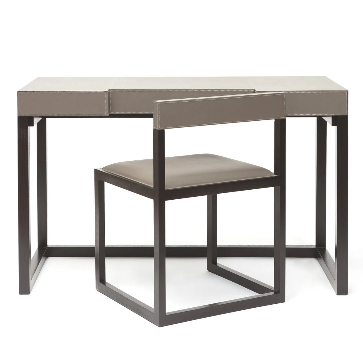 Compact Desk and Chair French Grey Leather