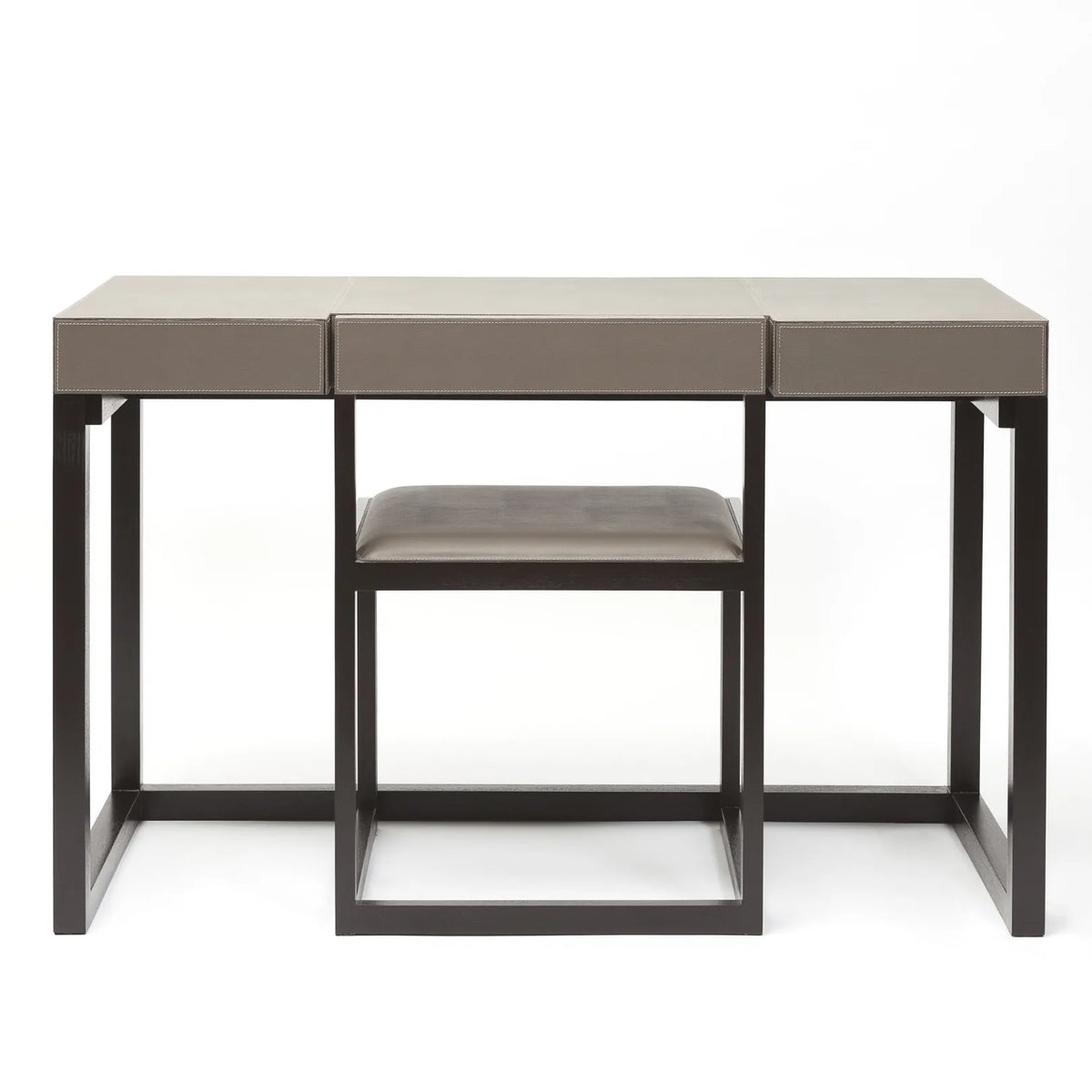 Compact Desk and Chair French Grey Leather