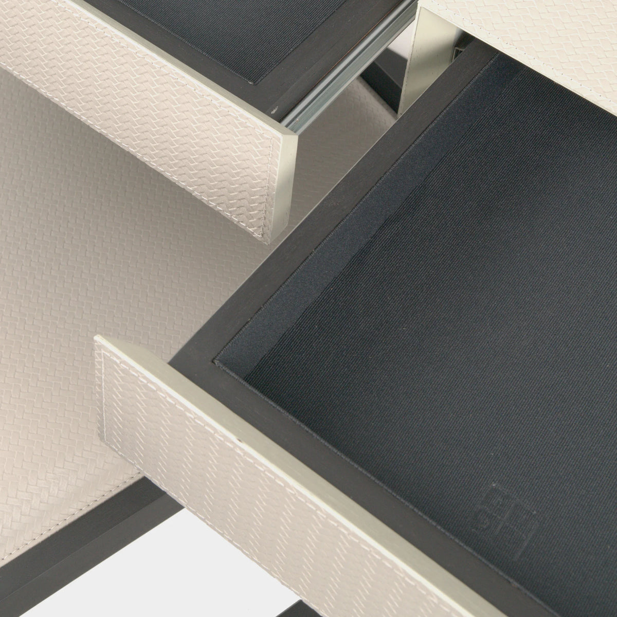 Compact Desk and Chair Woven Pumice Leather