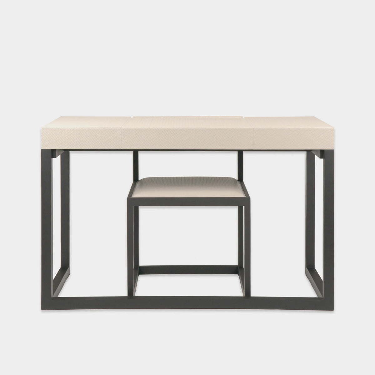 Compact Desk and Chair Woven Pumice Leather
