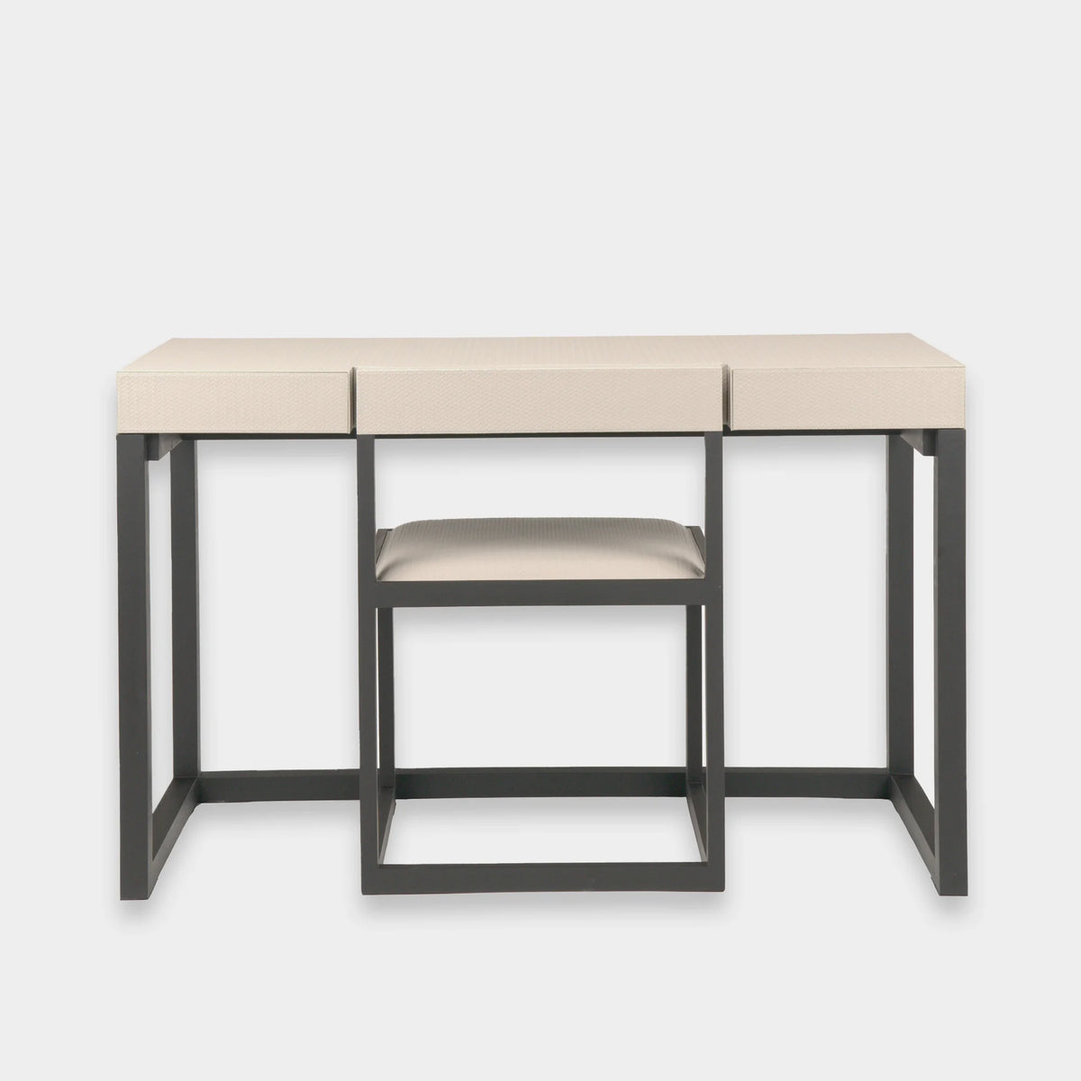 Compact Desk and Chair Woven Pumice Leather