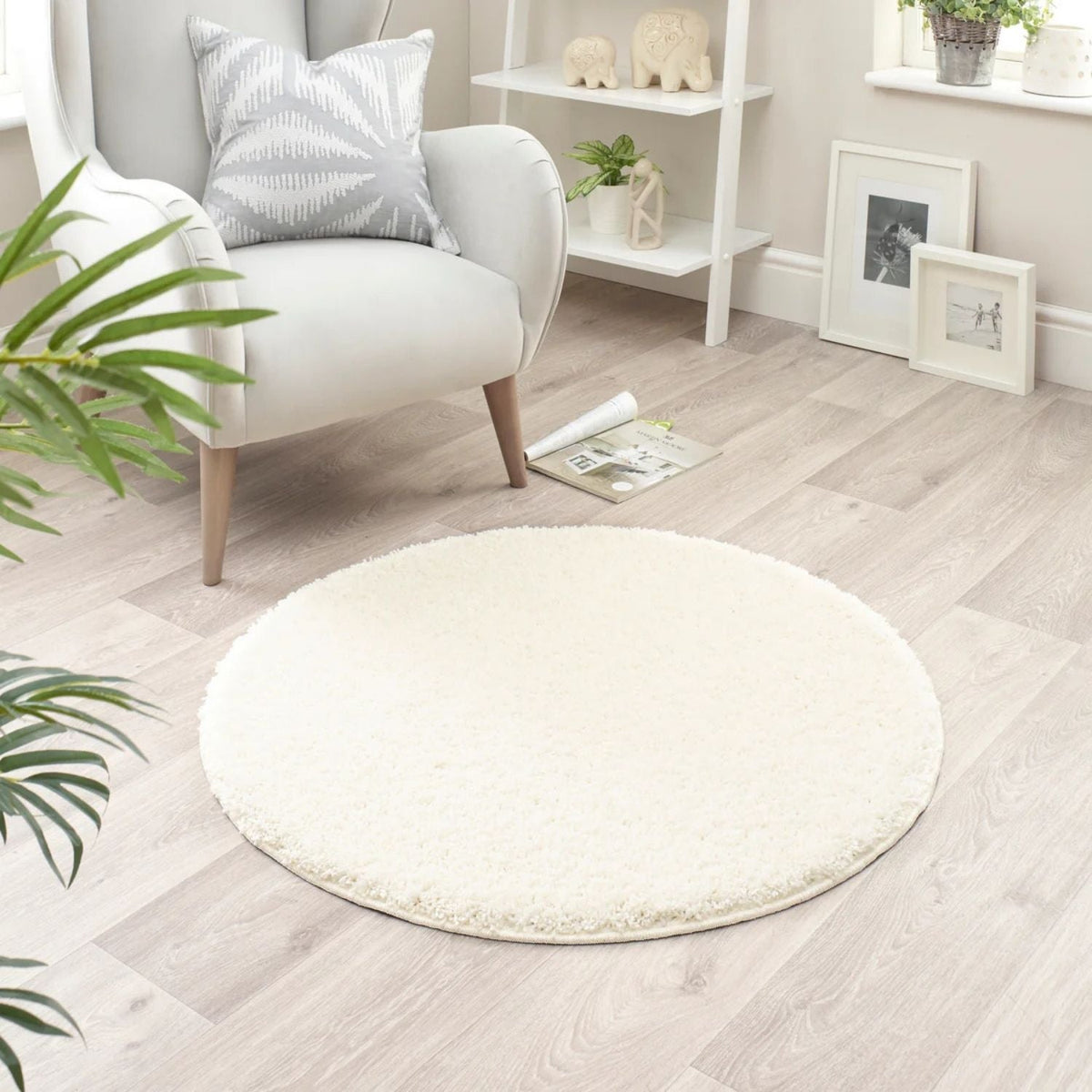 Washable Ghost Ivory Shaggy Rug