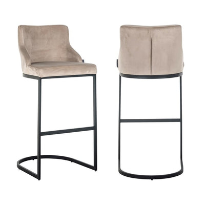 Bar stool Bolton khaki velvet / black fire retardant (FR-Quartz 903 Khaki)