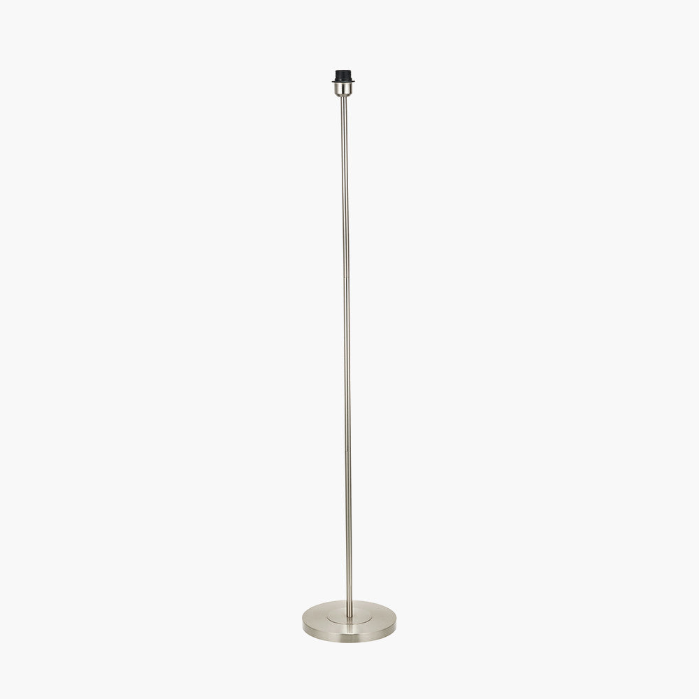 Sesvenna Brushed Silver Metal Stick Floor Lamp Base with Savoie 40cm Pleated Shade Cobalt