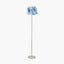Sesvenna Brushed Silver Metal Stick Floor Lamp Base with Kyoto Flower 40cm Pleated Shade Cobalt