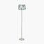 Sesvenna Brushed Silver Metal Stick Floor Lamp Base with Porcelaine de Chine 45cm Drum Shade Cobalt