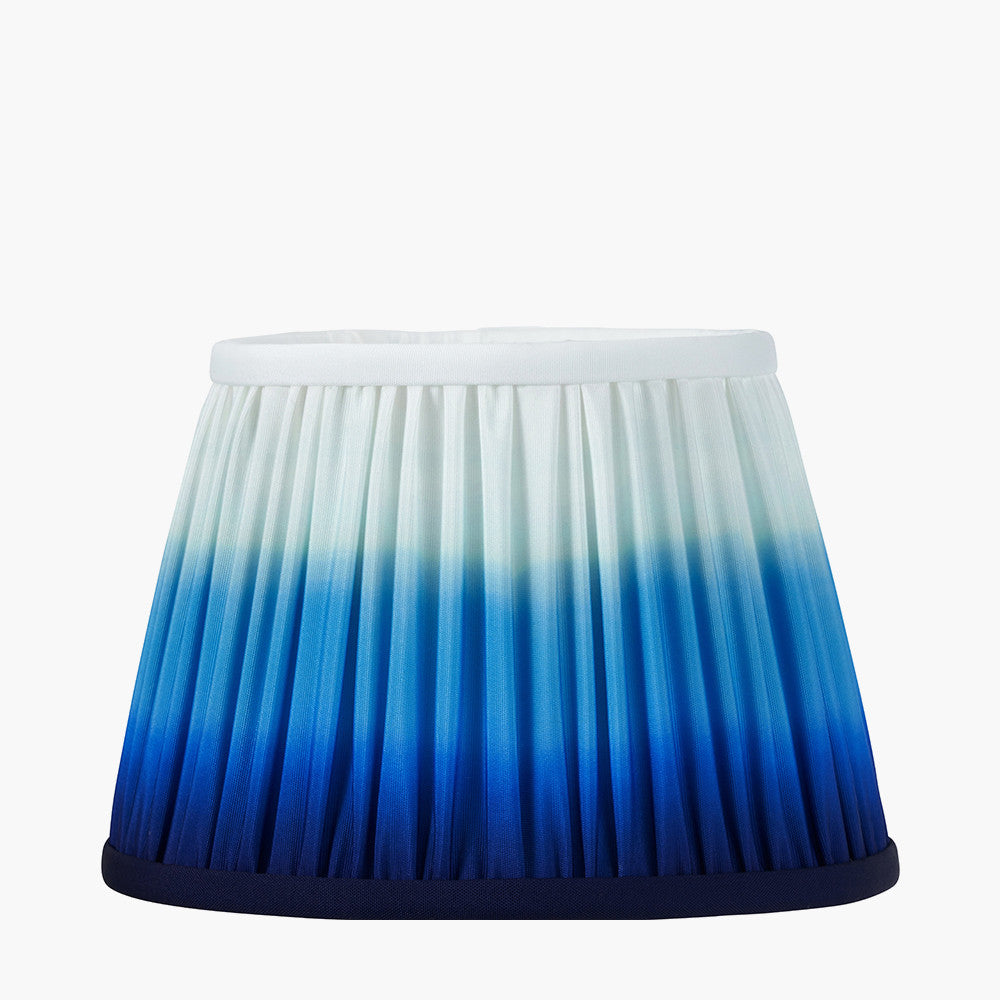 Sesvenna Brushed Silver Metal Stick Table Lamp Base with Savoie 25cm Pleated Shade Cobalt