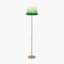 Sesvenna Antique Brass Metal Stick Floor Lamp Base with Savoie 40cm Pleated Shade Emerald