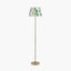 Sesvenna Antique Brass Metal Stick Floor Lamp Base with Kyoto Flower 40cm Pleated Shade Emerald