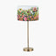Sesvenna Antique Brass Metal Stick Table Lamp Base with Ikebana 35cm Drum Shade Fuchsia