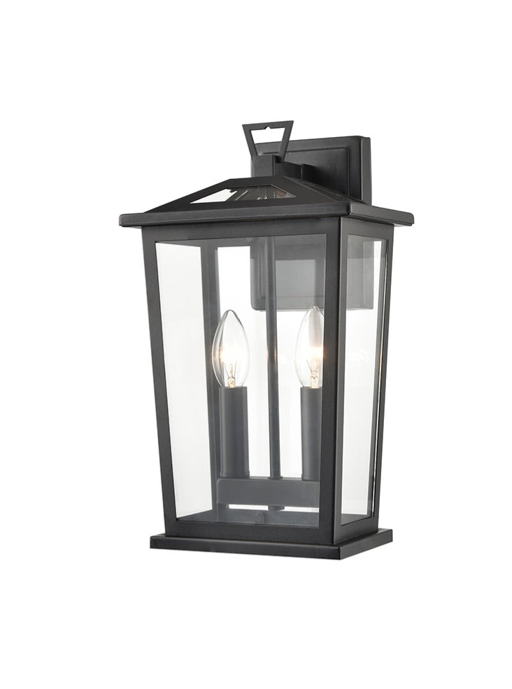 Dusk 2lt Exterior Wall Light in Matt Black