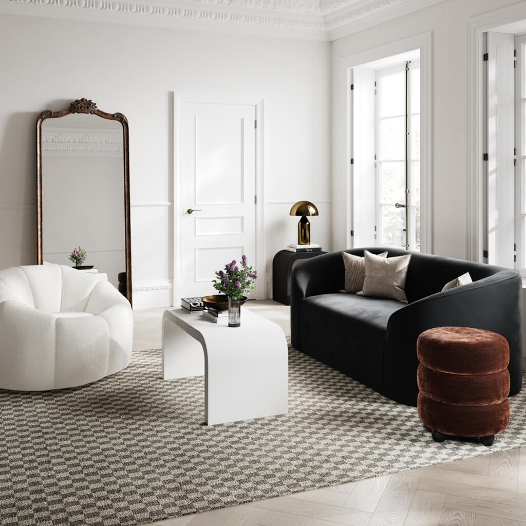 Emi Brandy and Black Pouffe