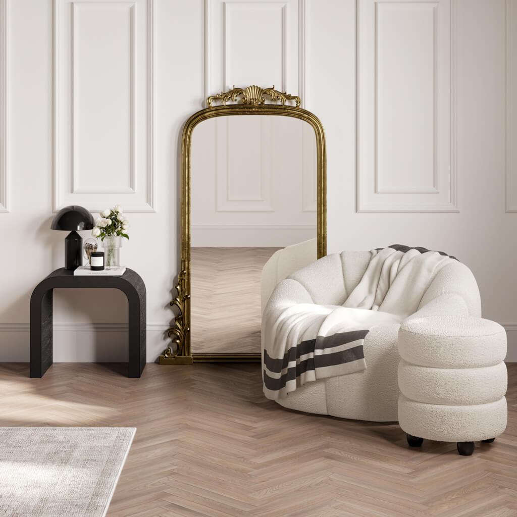 Emi Ivory and Black Pouffe