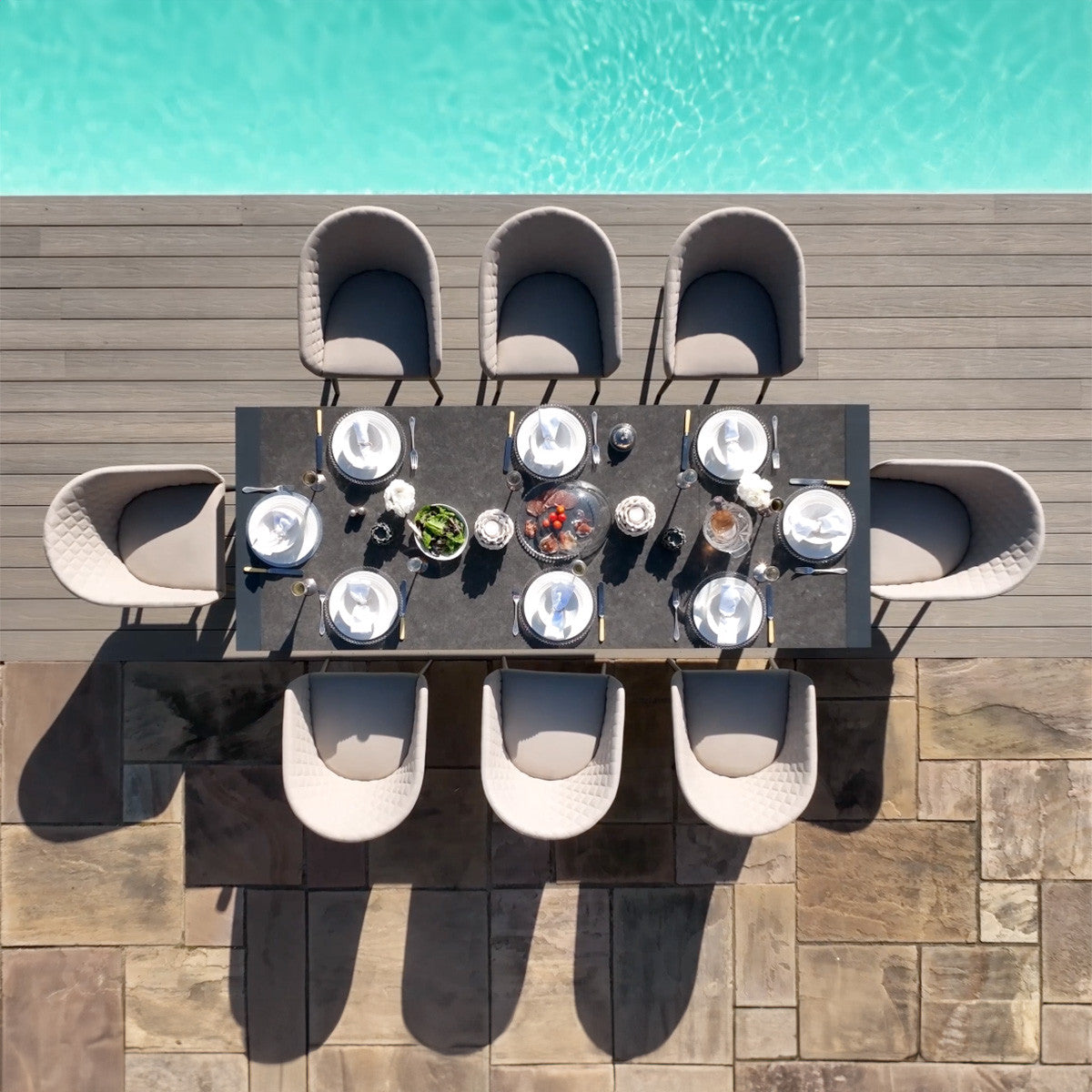 Ambition 10 Seat Extending Dining Set / Oatmeal