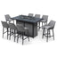 Regal 8 Seat Rectangular Fire Pit Bar Set - Zinc Grey