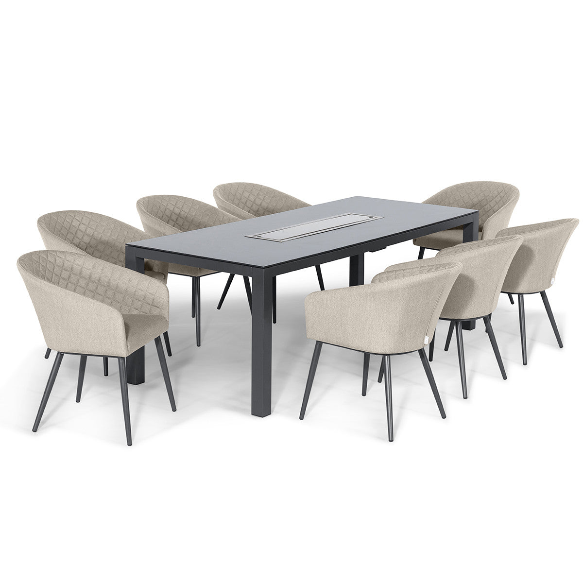 Ambition 8 Seat Rectangular Fire Pit Dining Set / Oatmeal