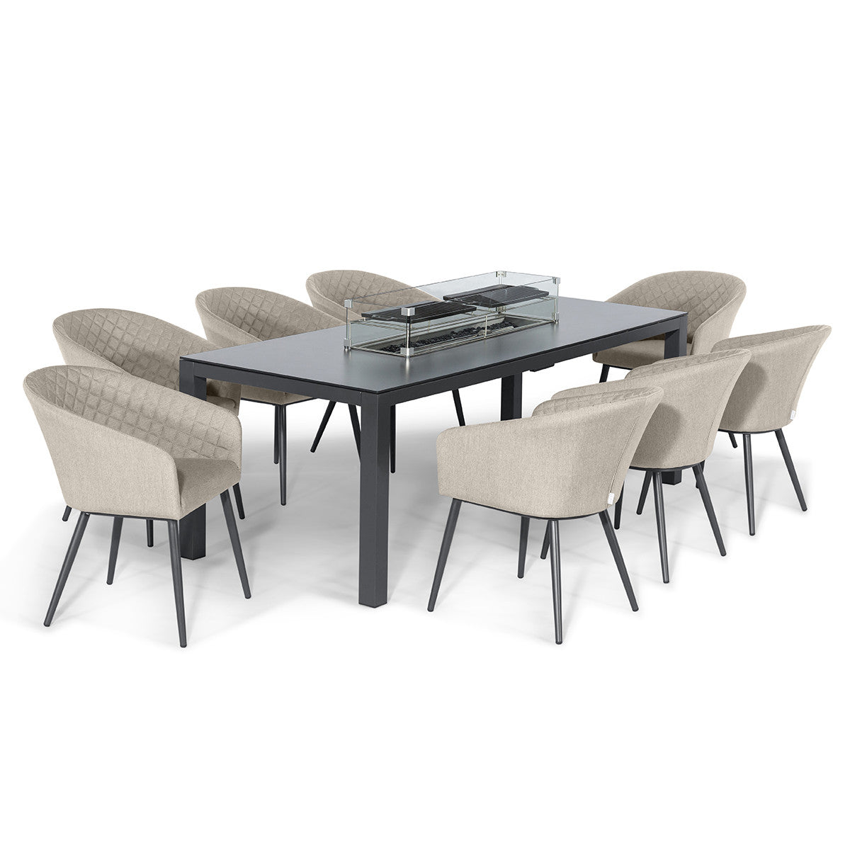 Ambition 8 Seat Rectangular Fire Pit Dining Set / Oatmeal