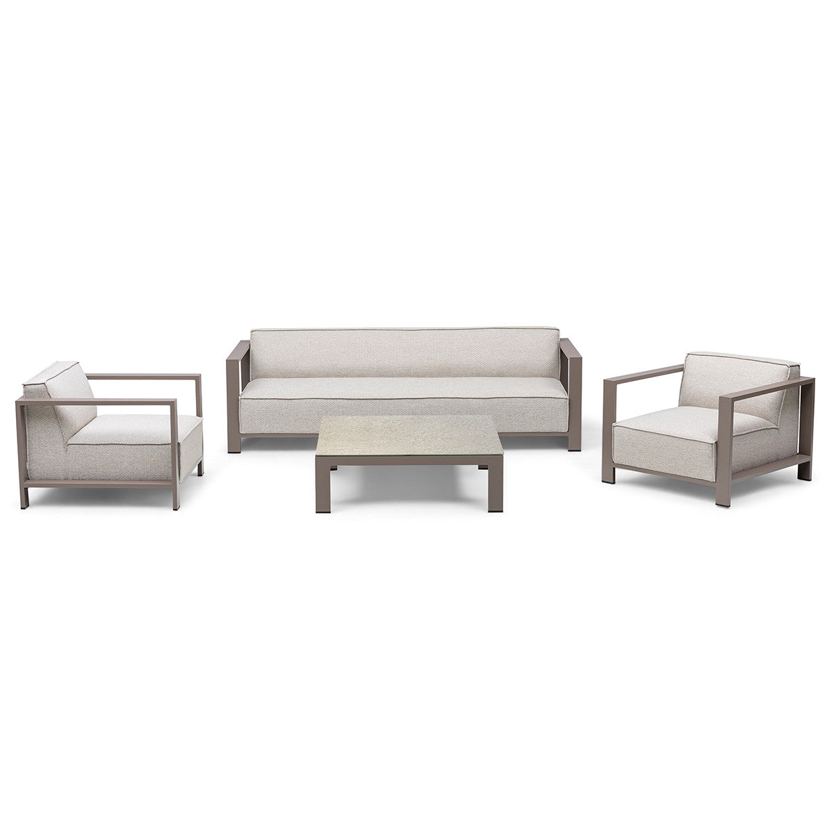 Ibiza 3 Seat Sofa Set With Square Coffee Table - Latte
