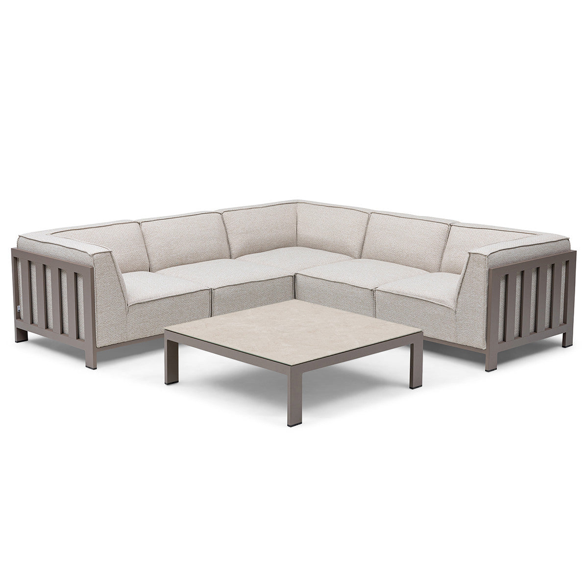 Ibiza Small Corner Sofa Set With Square Coffee Table - Latte