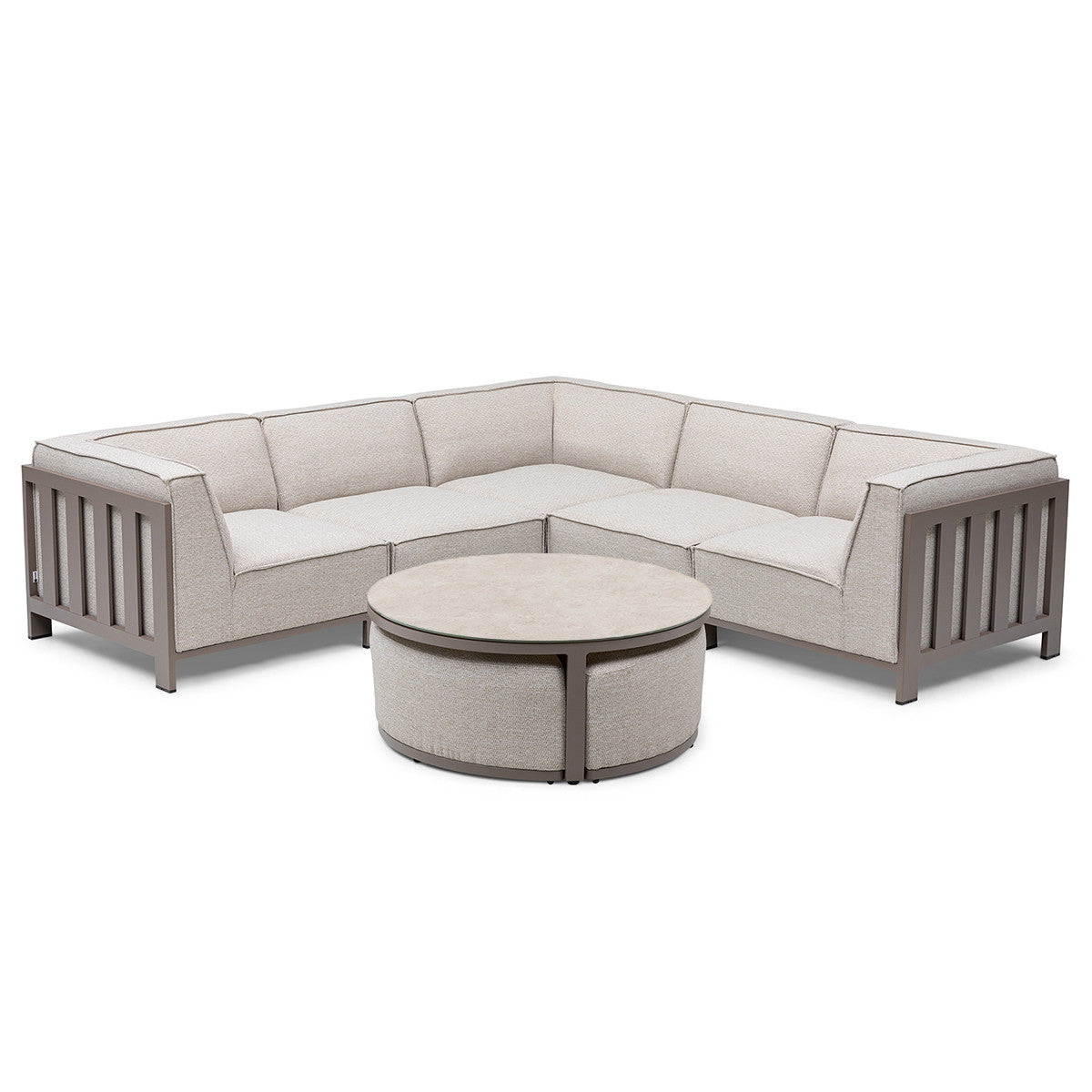 Ibiza Small Corner Sofa Set With Round Coffee Table - Latte