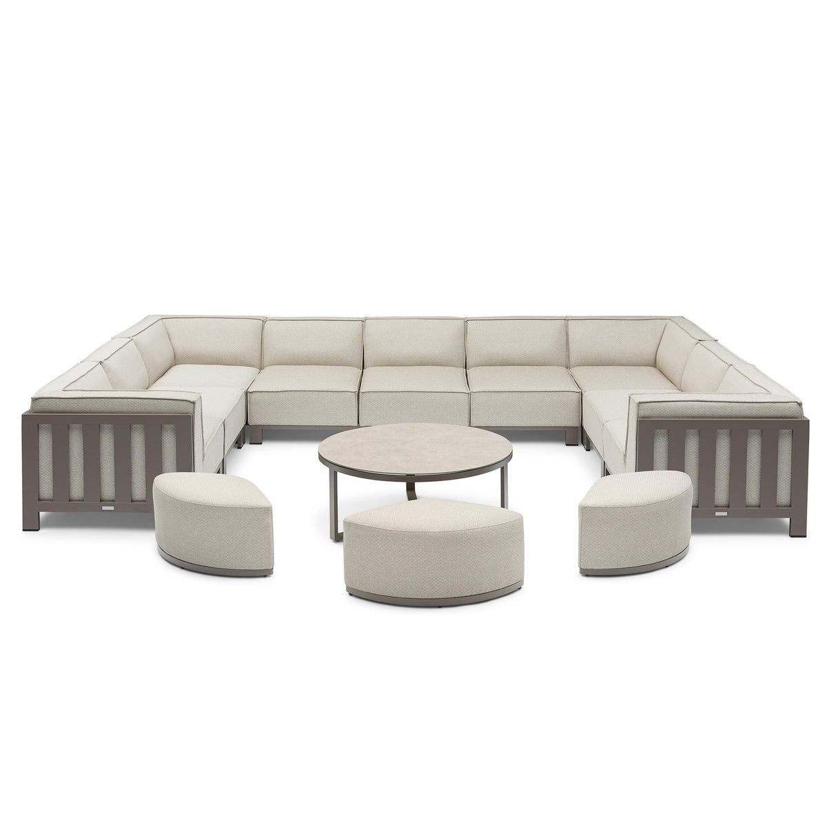 Ibiza U Shape Sofa Set With Round Coffee Table - Latte