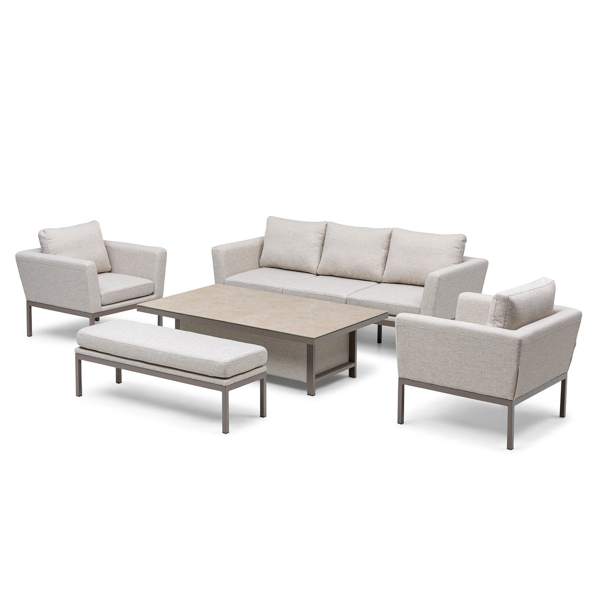 Pulse 3 Seat Sofa Set with Rising Table - Latte