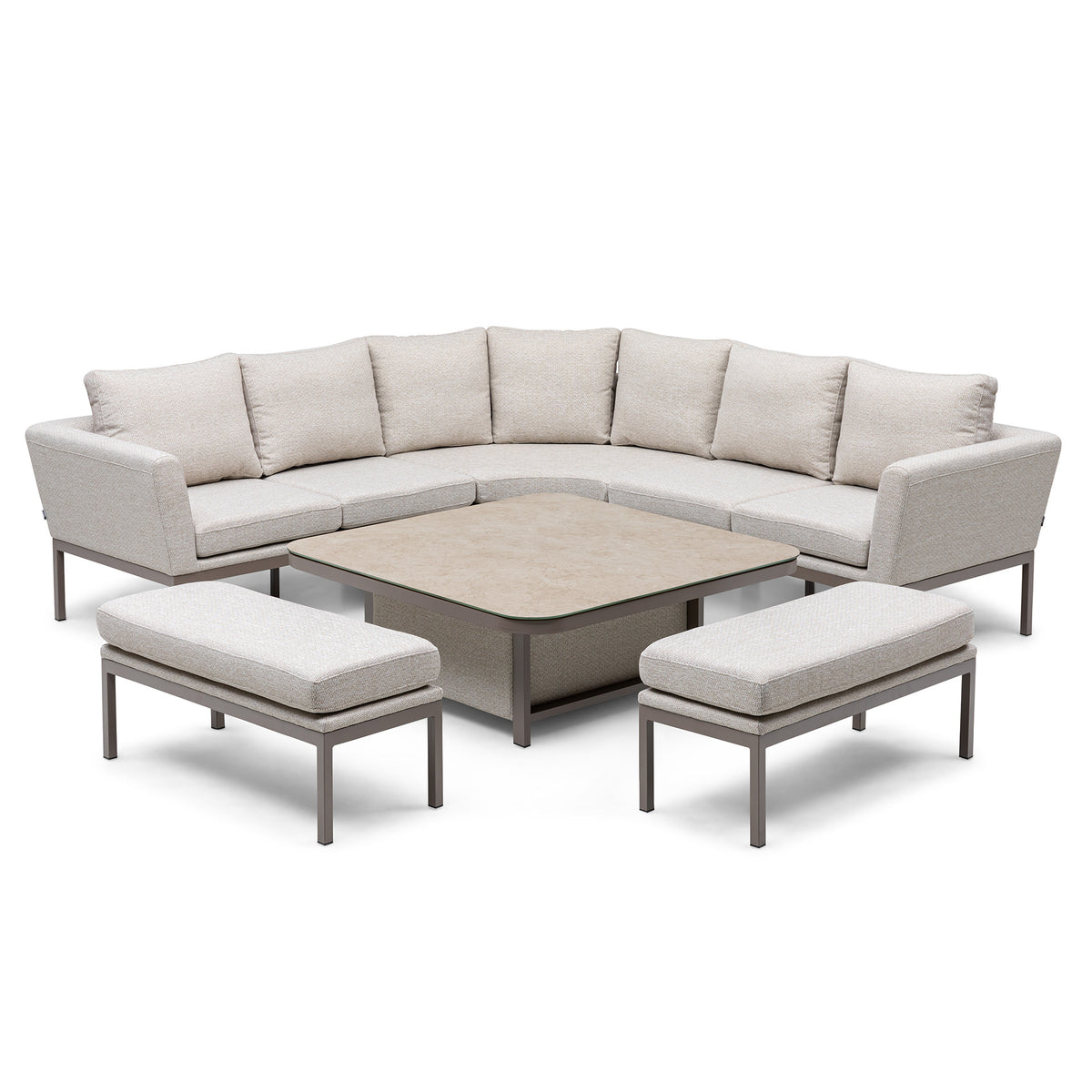 Pulse Deluxe Square Corner Dining Set with Rising Table - Latte