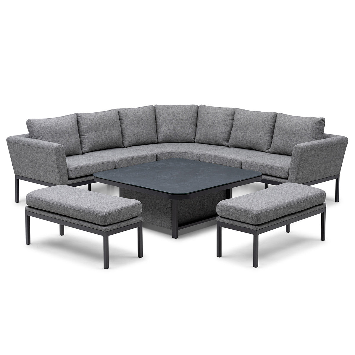 Pulse Deluxe Square Corner Dining Set with Rising Table - Zinc Grey
