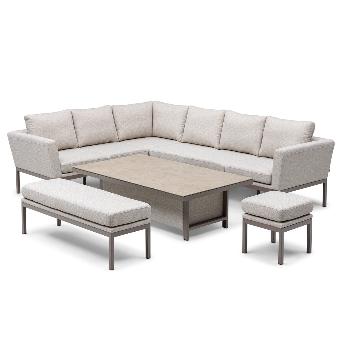 Pulse Rectangular Corner Dining Set with Rising Table - Latte