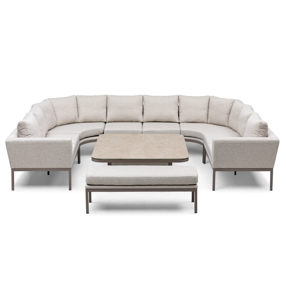 Pulse U Shape Corner Dining Set with Rising Table - Latte