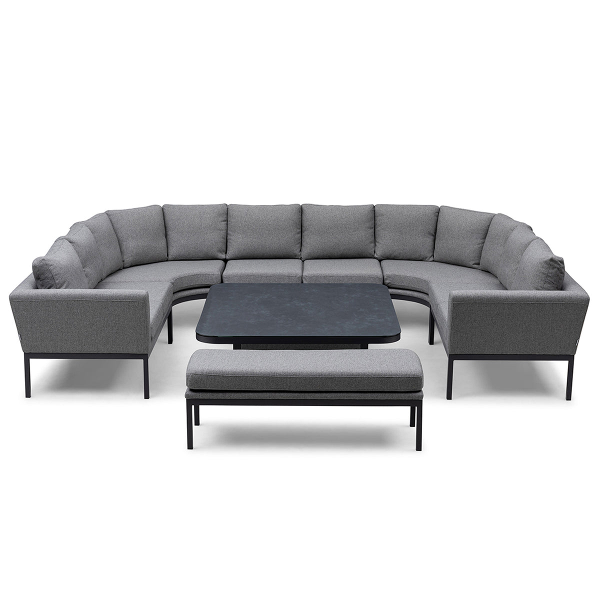 Pulse U Shape Corner Dining Set with Rising Table - Zinc Grey