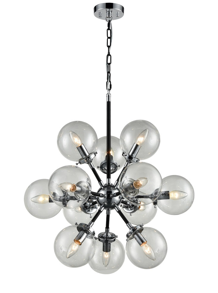 Reaction 12 light Fitting - Black / Silver