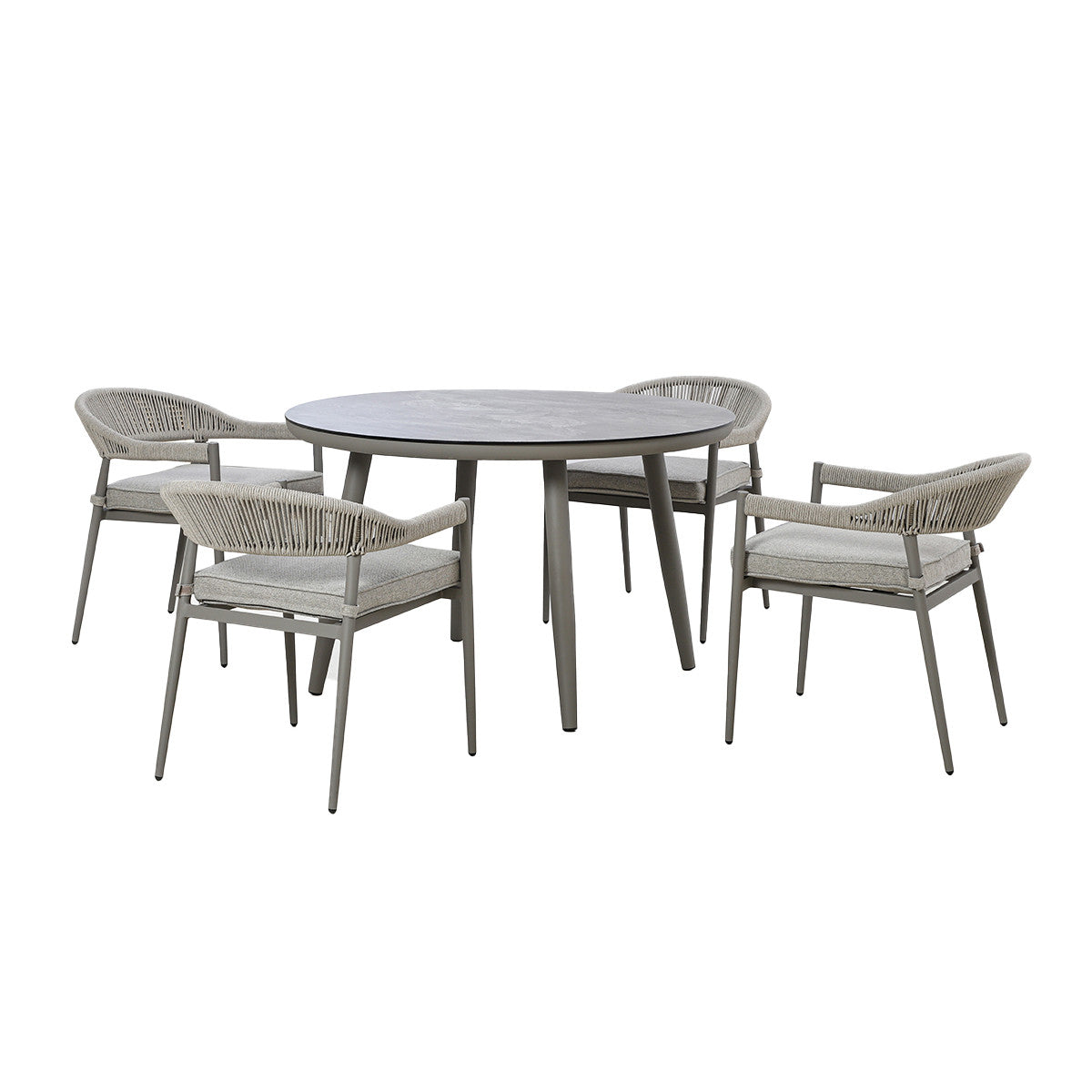 Florence 4 Seat Round Dining Set With Lazy Susan - Cool Linen