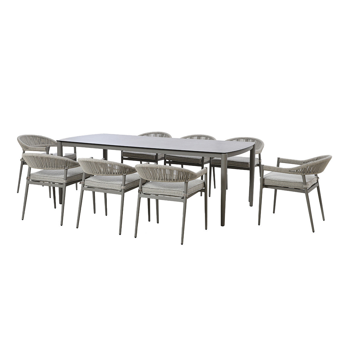 Florence 8 Seat Rectangular Dining Set - Cool Linen