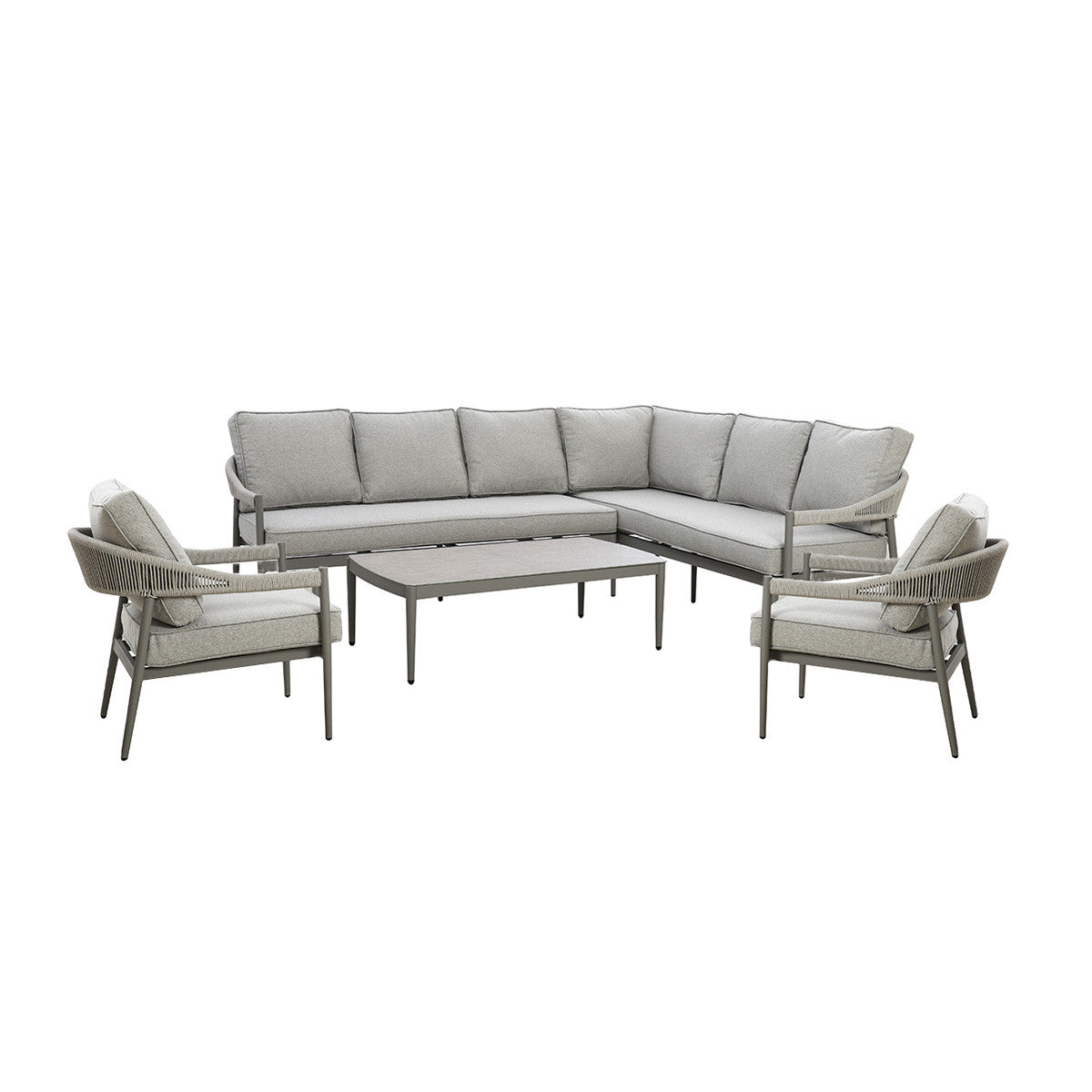 Florence Large Corner Sofa Set With Armchair x2 - Cool Linen